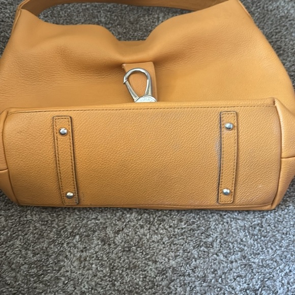 Dooney and Bourke Mustard Yellow Pebble Grain Logo Lock Sac - Picture 7 of 11